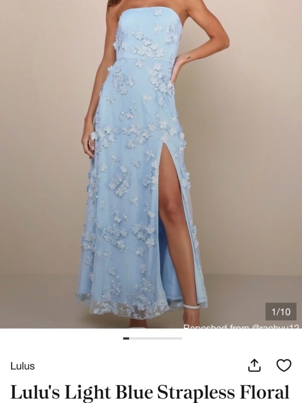 Lulus blue 3d flower gown